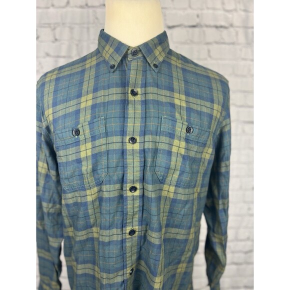 LL Bean Mens L Organic Cotton Tencel Flannel Button Down Shirt Workwear Pockets - Picture 5 of 9